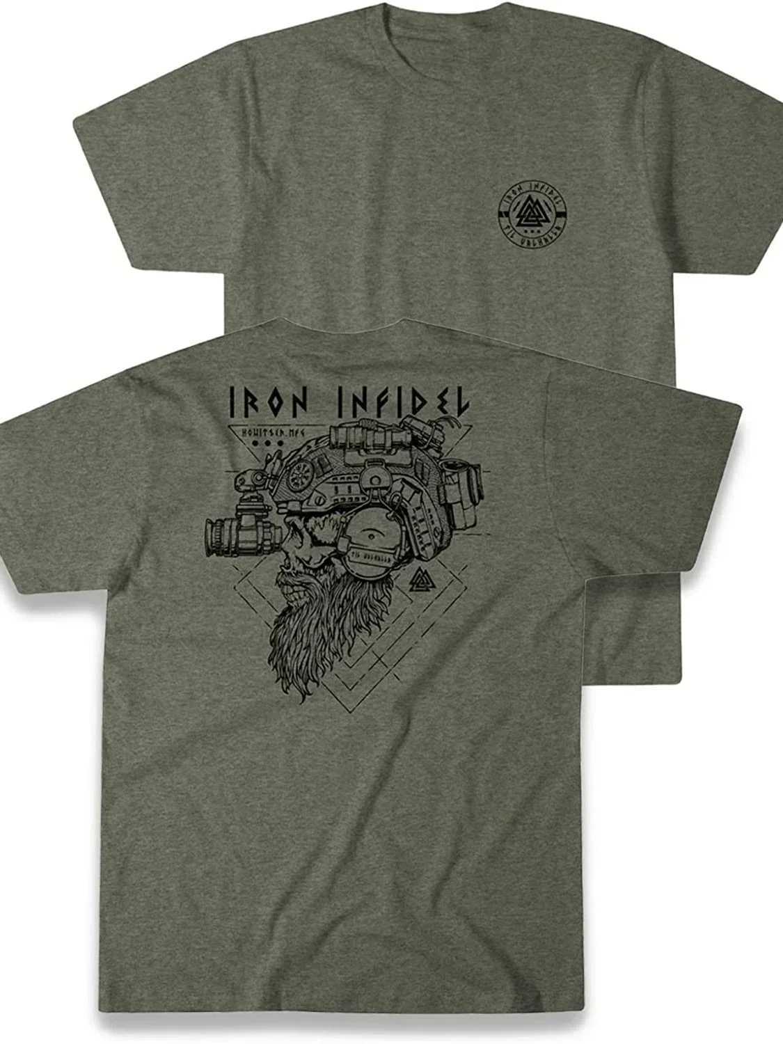 Men's T-Shirts Til Valhalla Shirt American Beard Warrior Tactical Skull T-shirt New 100% Cotton Short Sleeve O-Neck T-shirt Casual Mens Top d2405