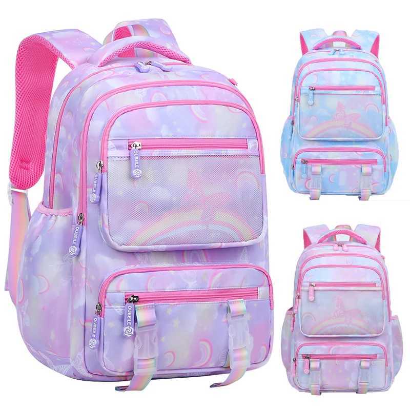 Backpacks Children School Bookbag Waterproof Durable Cute Backpack Rainbow Butterfly Multi Compartment Primary Kid Backpack for Girls