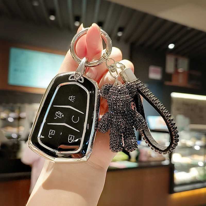 Car Key TPU Car Smart Key Cover Case For Cadillac ATS CT6 CTS DTS XT5 Escalade ESV SRX STS XTS ELR 2014 - 2018 Key Fob Bag Keychain T240509