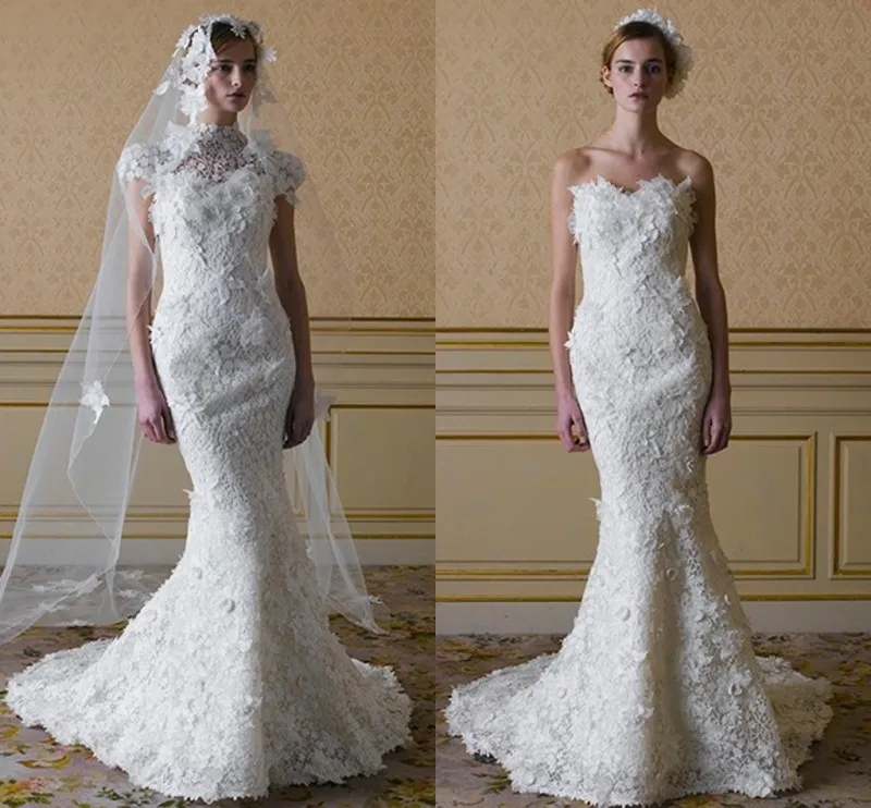 Multi Style Full Lace Wedding Dresses 2024 Summer Sweetheart Mermaid Bridal Gowns With High Neck Jacket Floor Length Wedding Dresses