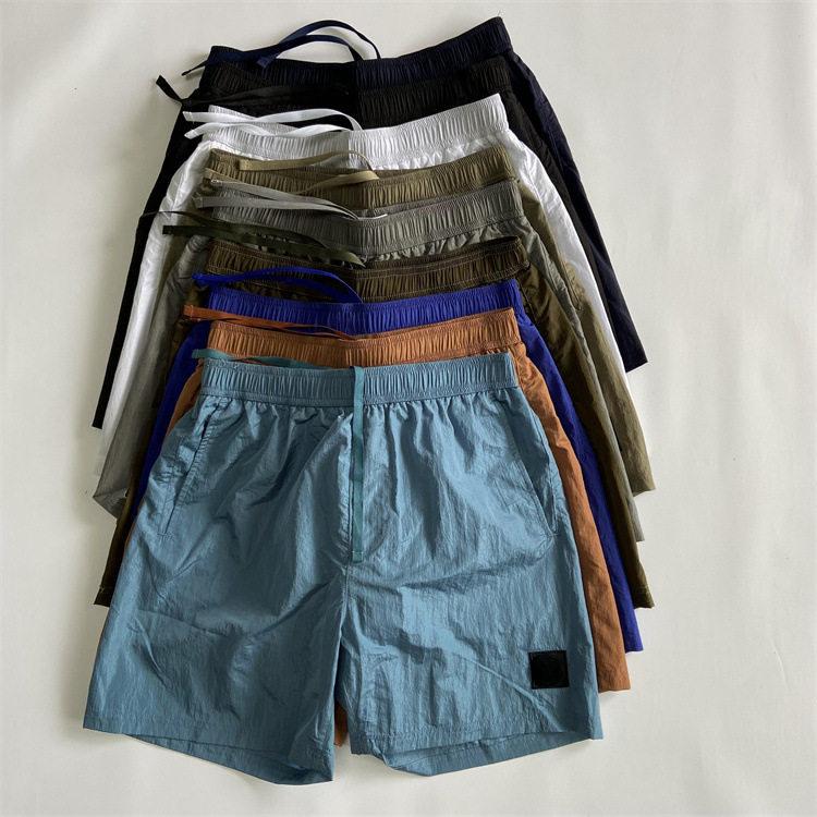 Classic Men Shorts Loose Fitting Quick Drying Metal Nylon Dyed Shorts Outdoor Casual 5 point Beach Swim shorts Pants SI