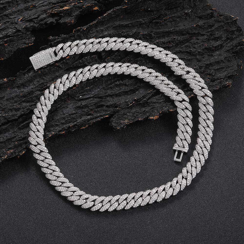 10mm Hip Hop Cubic Zircon CZ Iced Out Bubbles Cuban Link Chain Necklace for Women Jewelry Birthday Gift