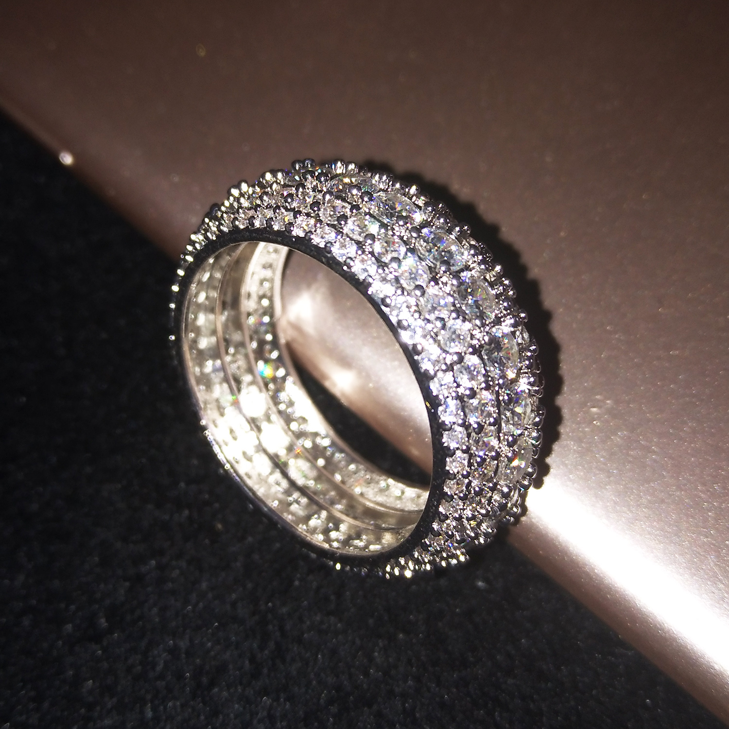 Hip Hop CZ Cubic Zircon Geometric Finger Ring Band Iced Out White Gold Bling Baguette Diamond Rings for Women Men Boyfriend Luxury Valentine Birthday 