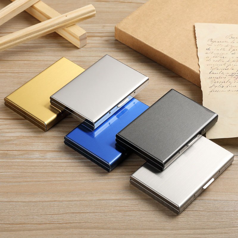 RFID Metal Anti-theft Card Holder Men Business ID Credit Cards Stainless Steel Box Waterproof Wallet Bank Card Office Card Case Stainless steel