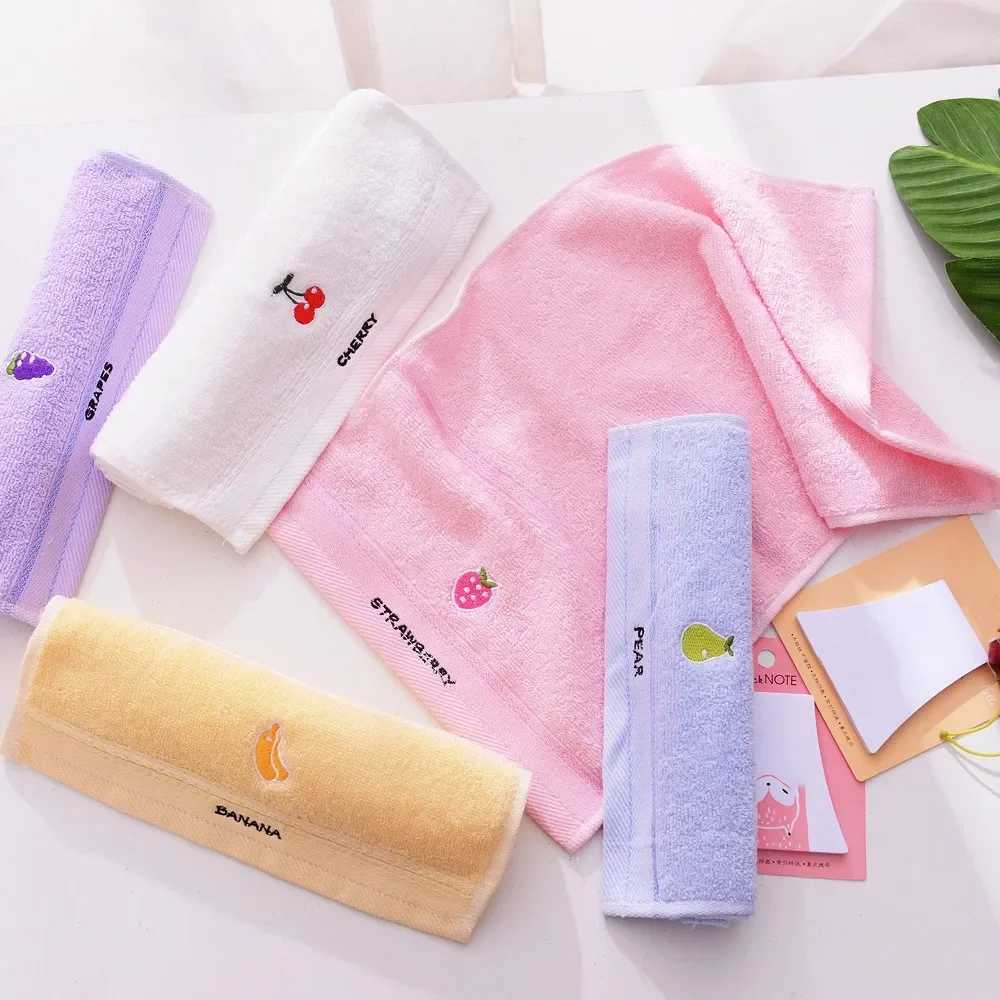 Towels Robes Soft Cotton Baby Bath Towel Cartoon Fruit Face Towel Newborn Infant Kids Soft Absorbent Washcloth Children Shower Towels 50x25cm