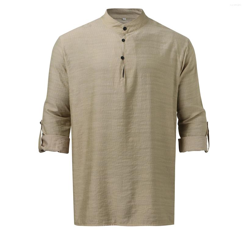 Casual Cotton En Shirts For Men, Spring & Autumn Long Sleeve Loose Tee