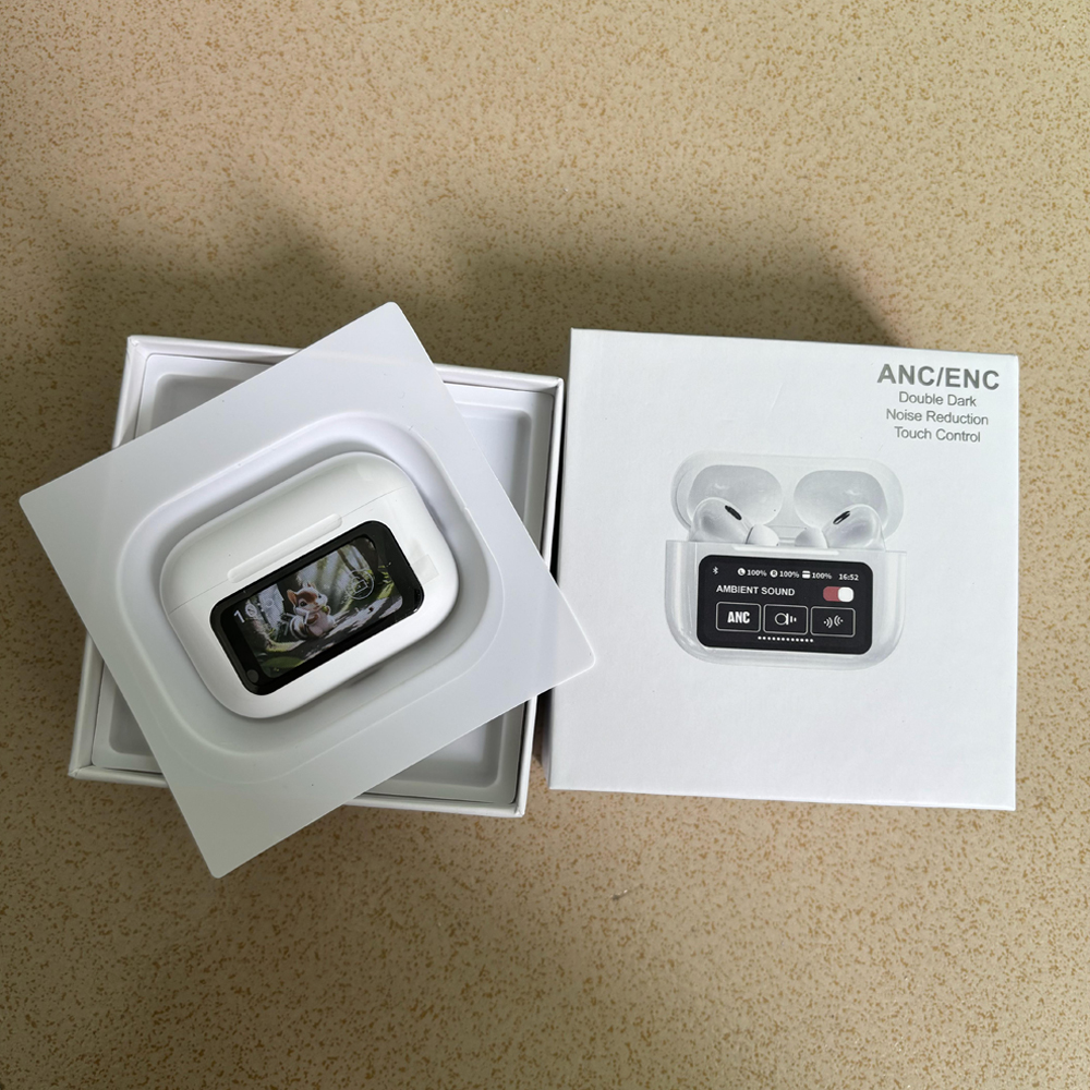 ANC ENC Noise Reduction Wireless Earphones with LCD Touch Screen A9 Pro Bluetooth Headphones