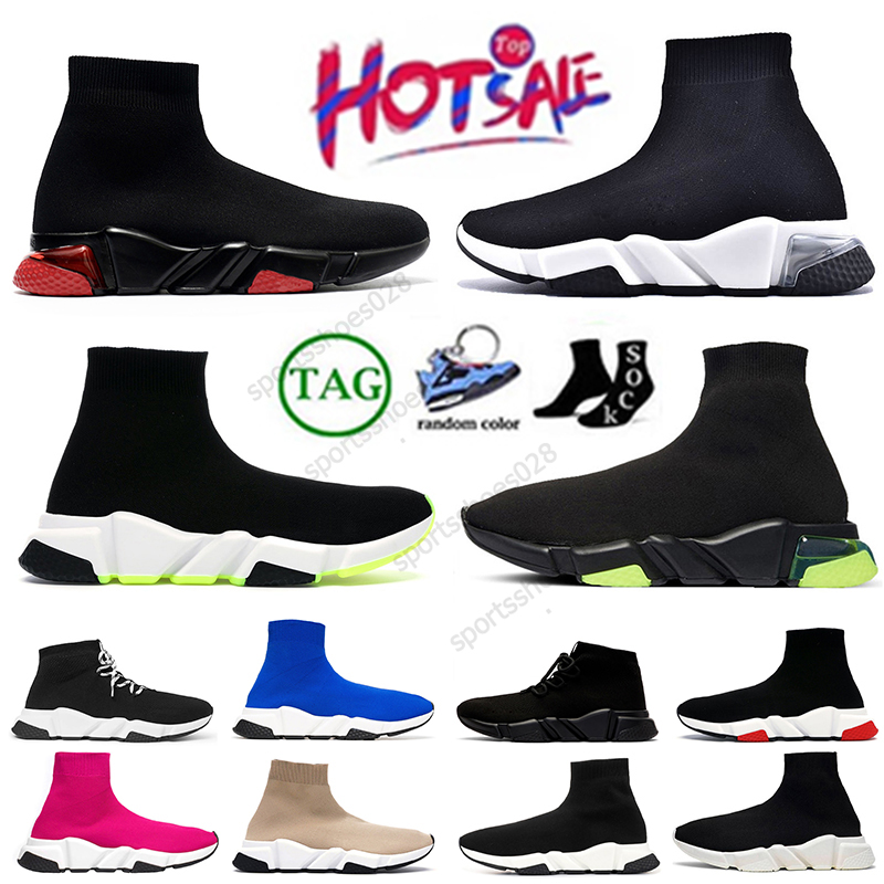 2025 Designer socks shoes knit men women Graffiti White Black Red Beige Pink Clear Sole sock speed runner trainers flat Loafers platform sneakers casual Chaussure
