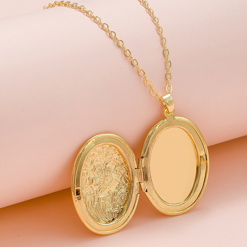 Hip Hop Round Vintage Openable Pendant Necklace Stainless Steel Jewelry Clavicle Choker Chain