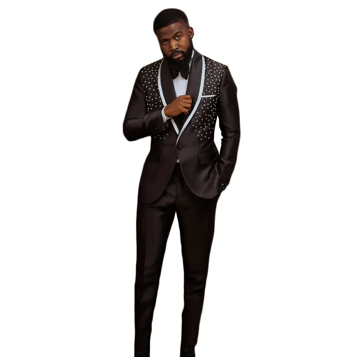 Elegant Men's Wedding Tuxedos 2 Piece Set Shawl Lapel One Button Single Breasted Rhinestone Blazer Groom Prom Party Birthday Customize Suits Pant