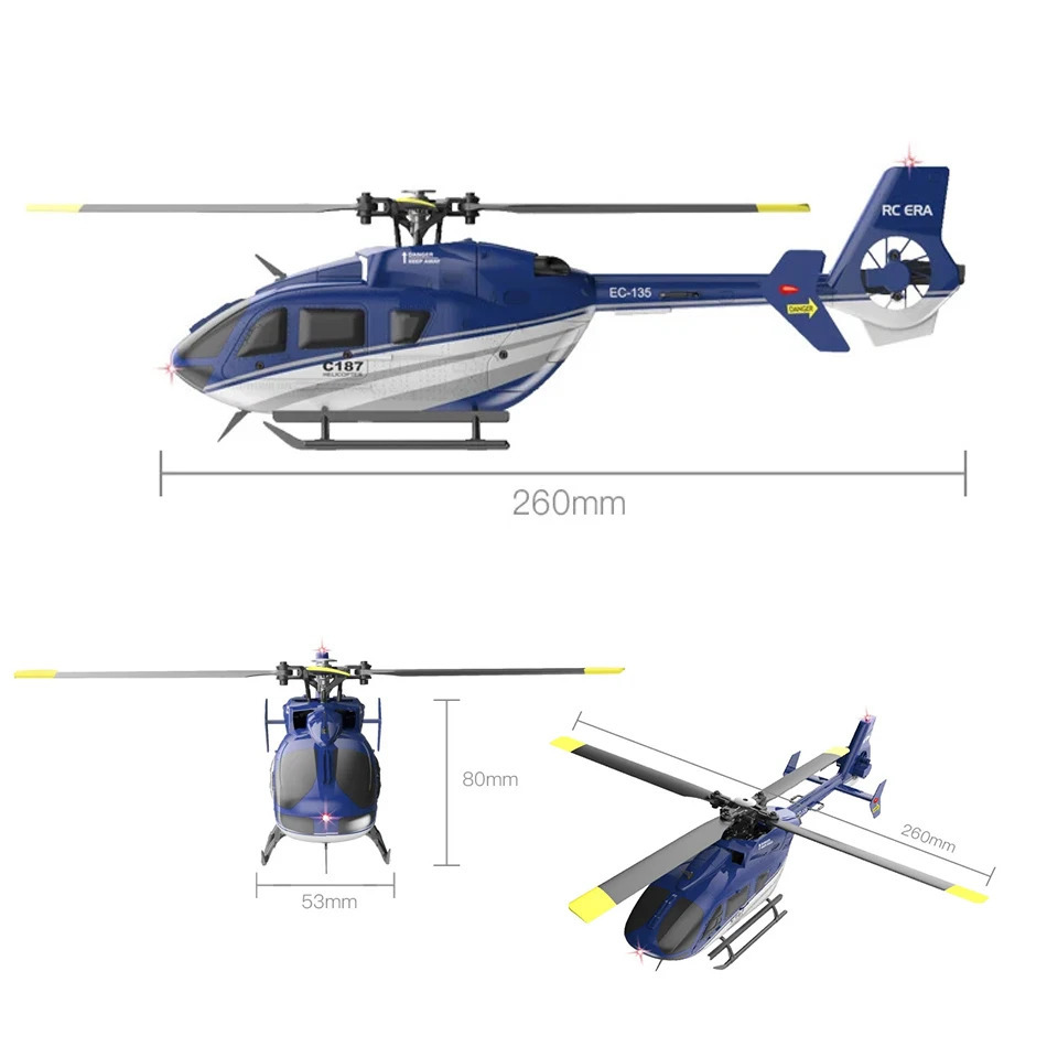 C187 Pro EC135 Scaled 4CH RC Helicopter Gyroscope Stabilization Optical Flow Positioning 24G Remote Control Aircraft Model 240508