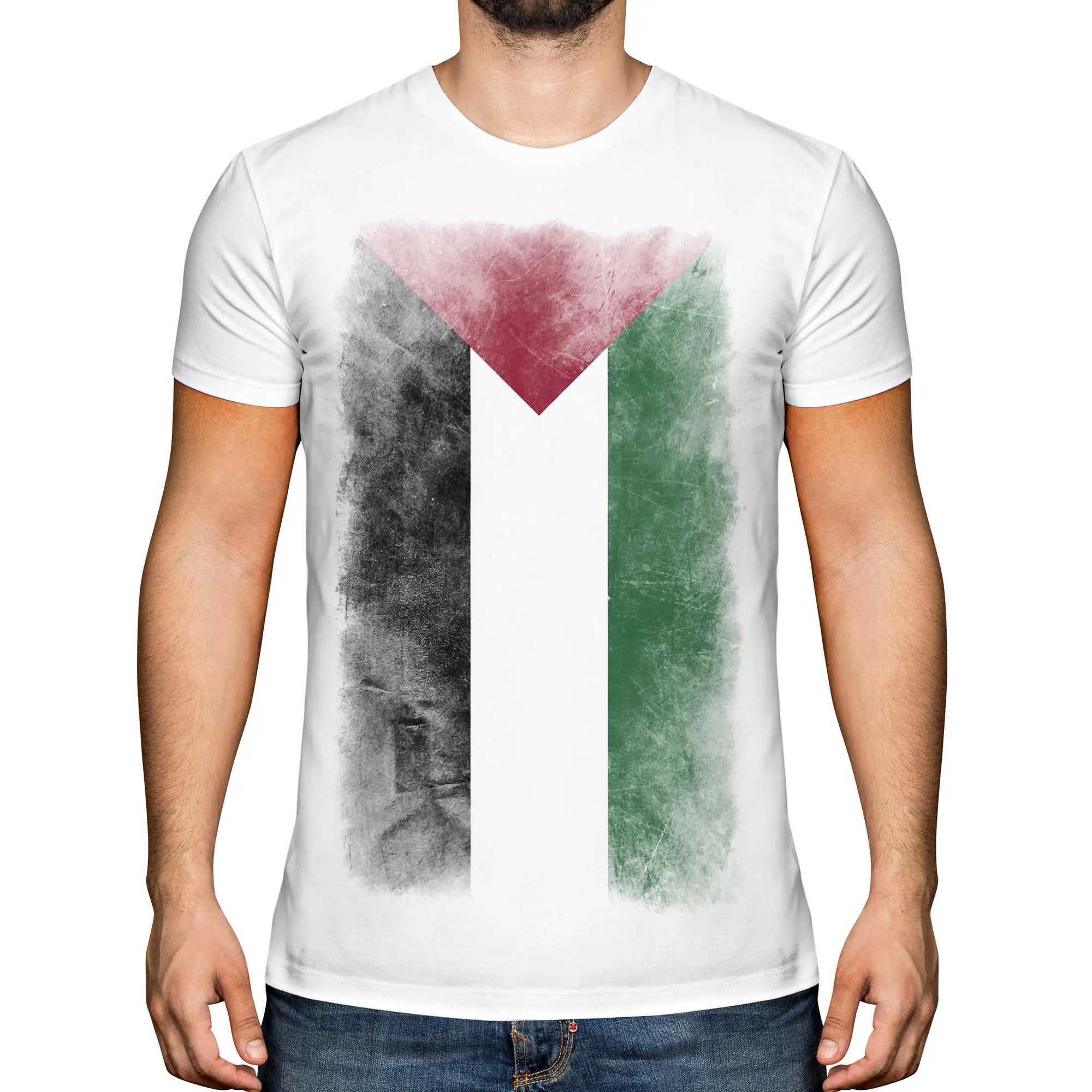 Men's T-Shirts Palestine Faded Flag Mens T-shirt Short Slave Casual Cotton O-Neck T-shirt T240508