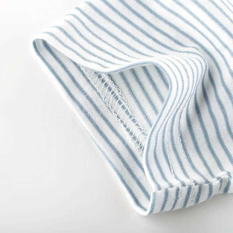T-shirts 2024 Summer New Boys Casual Pinstripe Short Sleeve O-Neck T-Shirt Childrens Clothing Kids Clothes Boy Cotton Tops Tees DropshipL24729