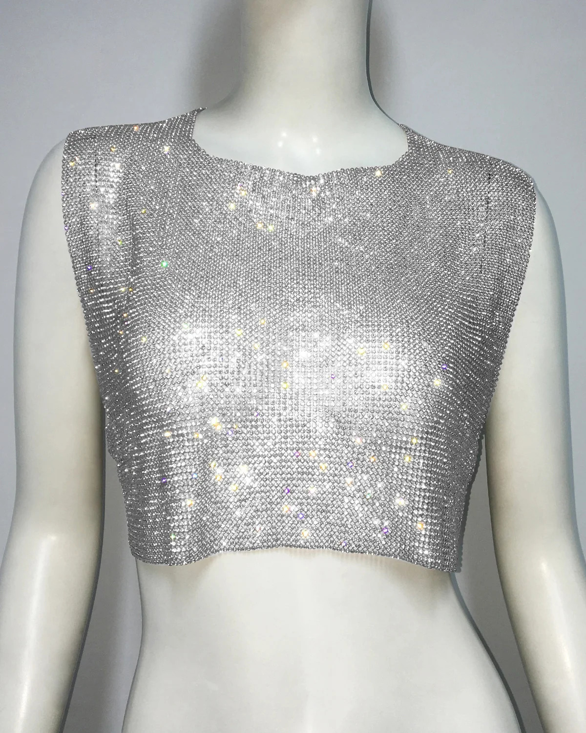 Y2K top sleeveless backless diamond top summer party carnival wearing a luxurious vest 240508 - view 6