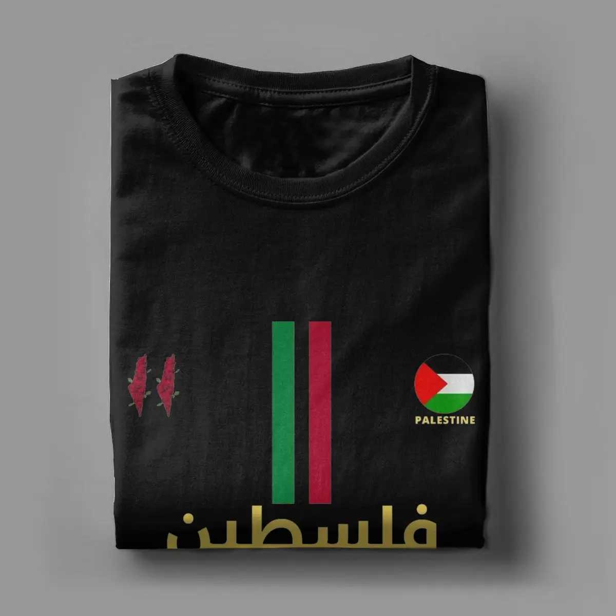 Men's T-Shirts Palestine Football Map T-shirt Mens Cotton Great T-shirt Round Neck T-shirt Short Silver Clothing 4XL 5XL T240508