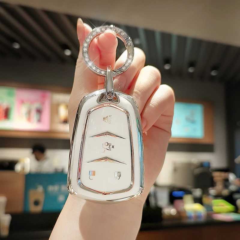 Car Key TPU Car Smart Key Cover Case For Cadillac ATS CT6 CTS DTS XT5 Escalade ESV SRX STS XTS ELR 2014 - 2018 Key Fob Bag Keychain T240509