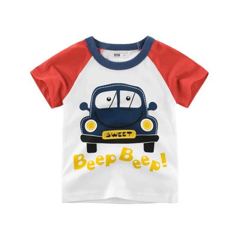 T-shirts 2-10Years Cartoon Car Print Boys Girls T Shirt Summer Children Kids Clothes Shorts Sleeve O-Neck Cotton Tops Tees DropshippingL24729