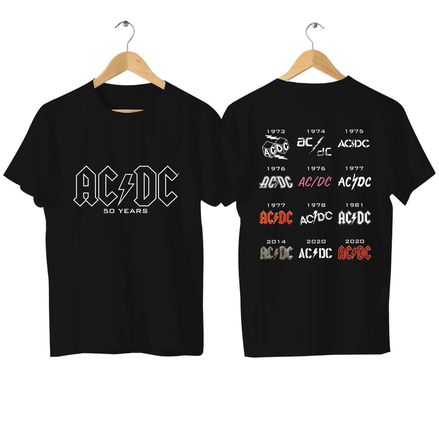 Men's T-Shirts Mens 180g pure cotton AC T-shirt casual 50 year history DC T-shirt pattern oversized sports top comfortable strt wear T240508