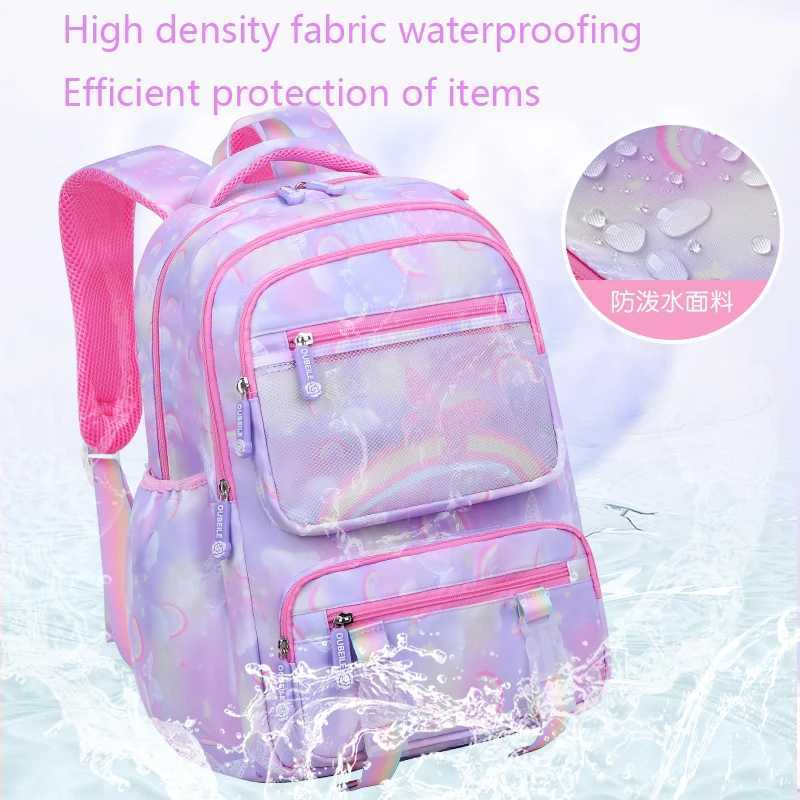 Backpacks Children School Bookbag Waterproof Durable Cute Backpack Rainbow Butterfly Multi Compartment Primary Kid Backpack for Girls