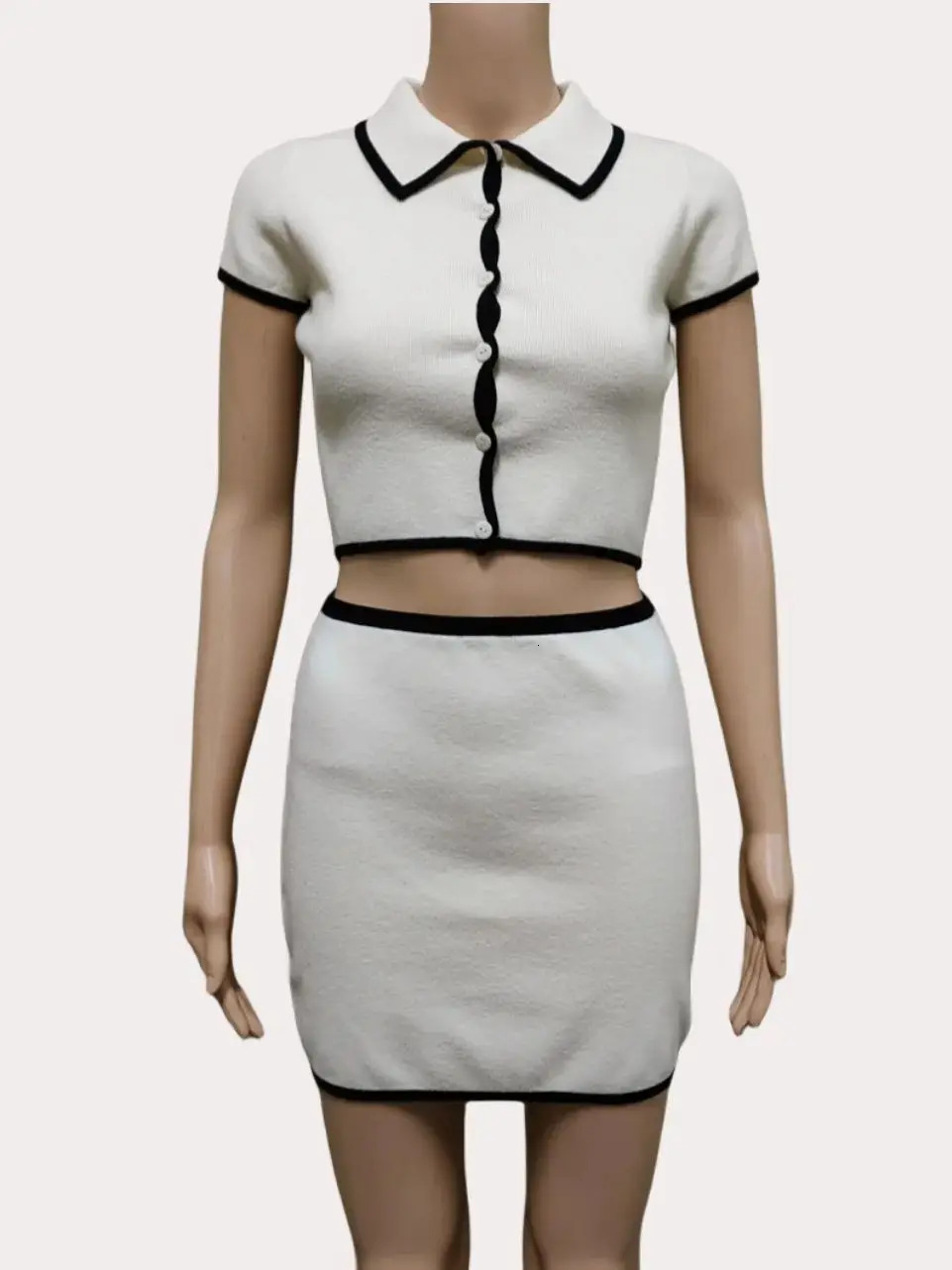 Ladies Elegant Knit Two Piece Sets Summer Short shirts Bodycon Mini Skirts Suits Women White Dress Outfits 240423