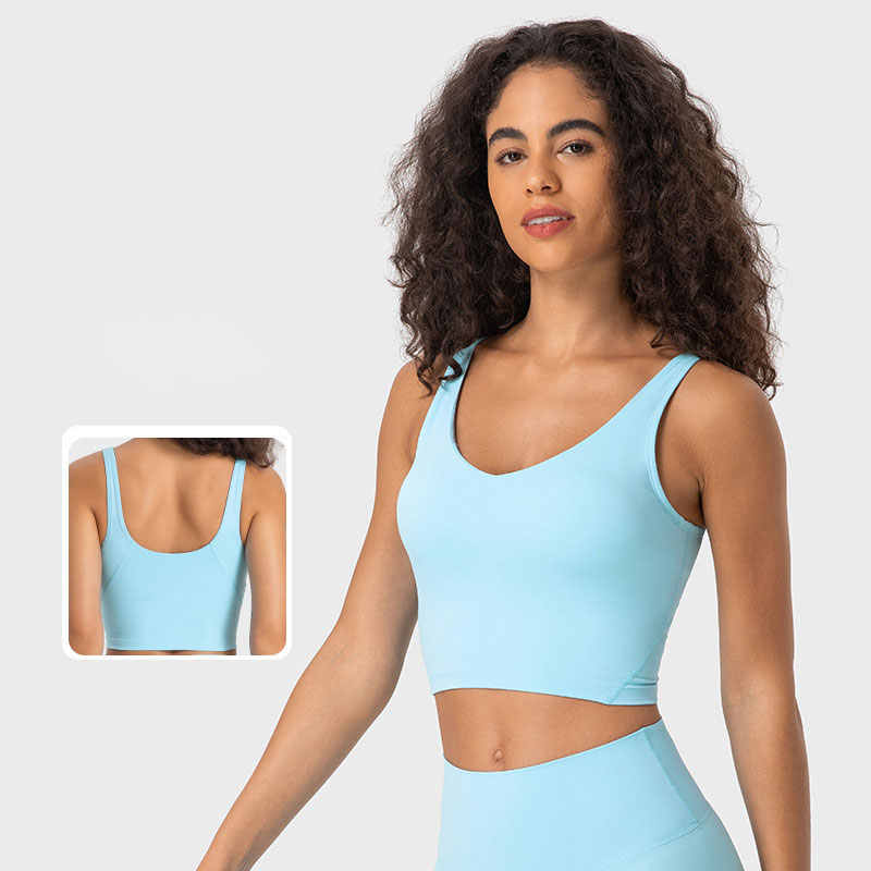 2054 U Back Women Yoga Bra Tank Tops Soft Fabric Shockproof Sports Bra Shirts Fitness Vest Top Sexy Underwear Solid Color Gym Clothes with Removable Cups