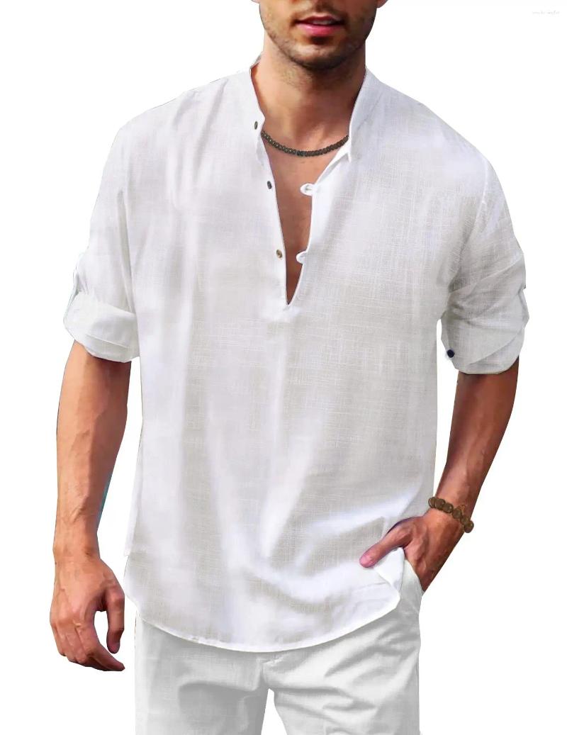 Casual Cotton En Shirts For Men, Spring & Autumn Long Sleeve Loose Tee