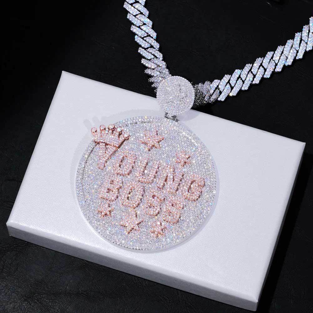 Custom Hip Hop Large Disc A-Z Letters Pendant Necklace Full 5A Zircon Jewelry
