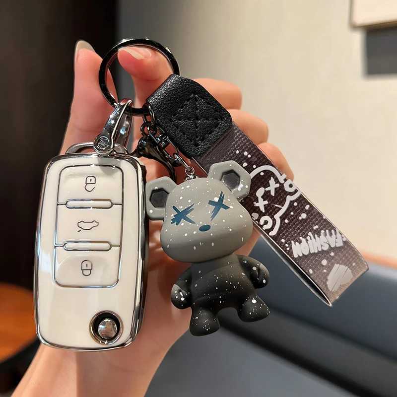 Car Key TPU Car Key Case Cover Holder Shell For VW Volkswagen Passat Polo Beetle Golf Caddy Tiguan Skoda Octavia Kodiaq Seat Leon Altea T240509