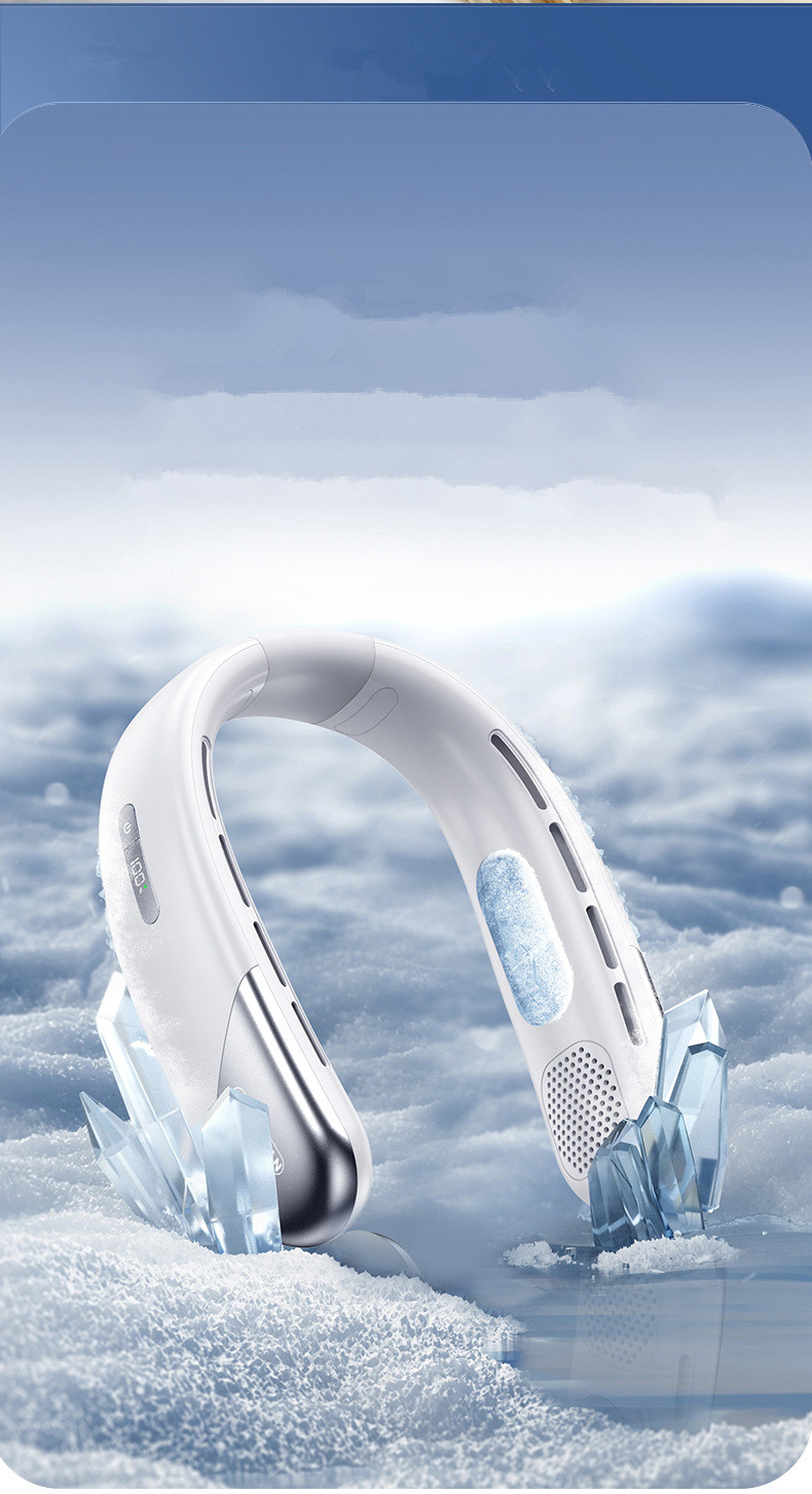 Home Camp Outdoors Sports Neck Fan Coolling Portable Air Conditioner Bladeless Mute Safety Fans Air Cooler Stong Winds Digital Display Ultra Long Endu