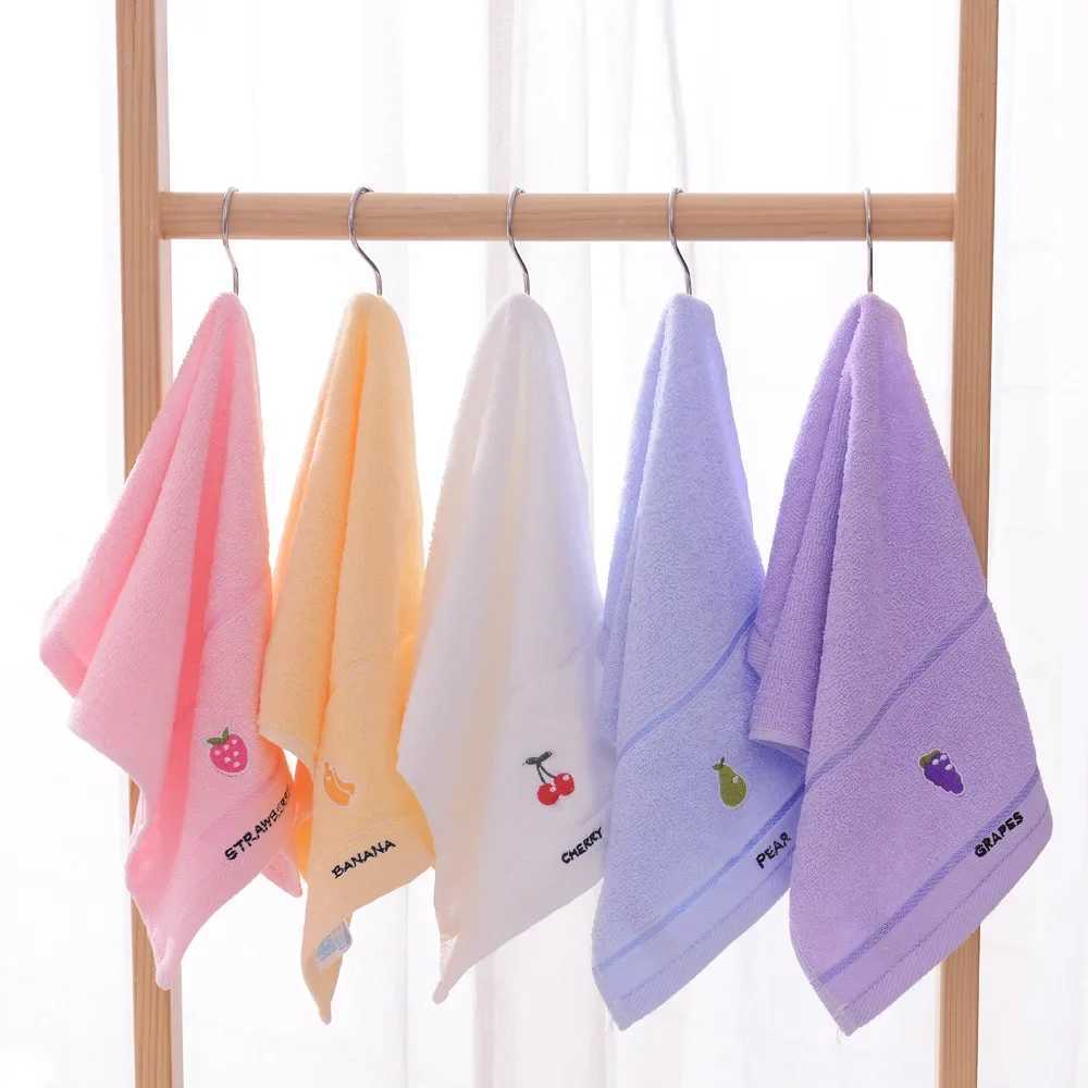 Towels Robes Soft Cotton Baby Bath Towel Cartoon Fruit Face Towel Newborn Infant Kids Soft Absorbent Washcloth Children Shower Towels 50x25cm