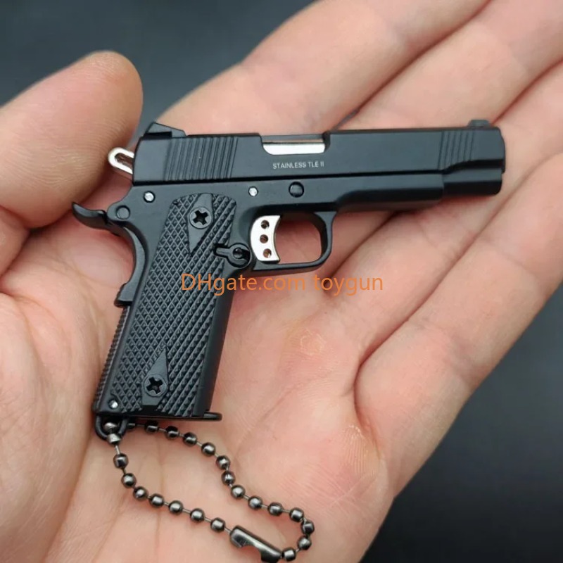 1:3 Scale Alloy M1911 Mini Toy Gun Model Metal Keychain Model Look Real Exquisite Can Not Fire Collection Detachable Fidget Toys Gifts for Adult Boys 