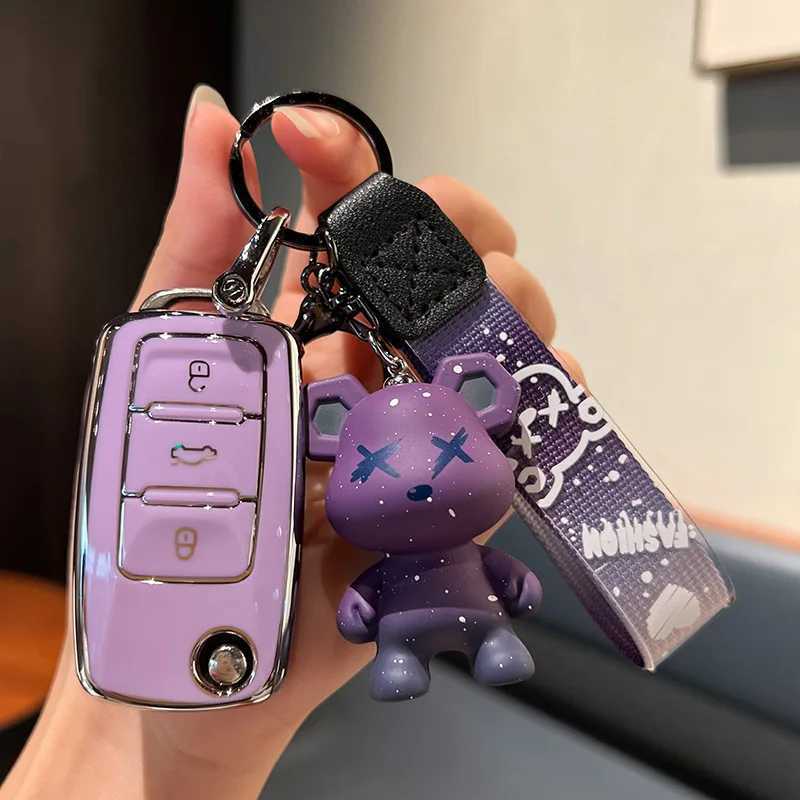 Car Key Fashion Car Key Case Full Cover Fob For VW Volkswagen Polo Golf Passat Beetle Caddy T5 Up Eos Tiguan Jetta For Skoda Octavia A5 T240509