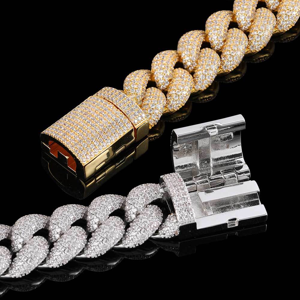 14mm/18mm Hip Hop 5A Zircon Bubble Cuban Chain Bracelet Real Gold Plated Jewelry