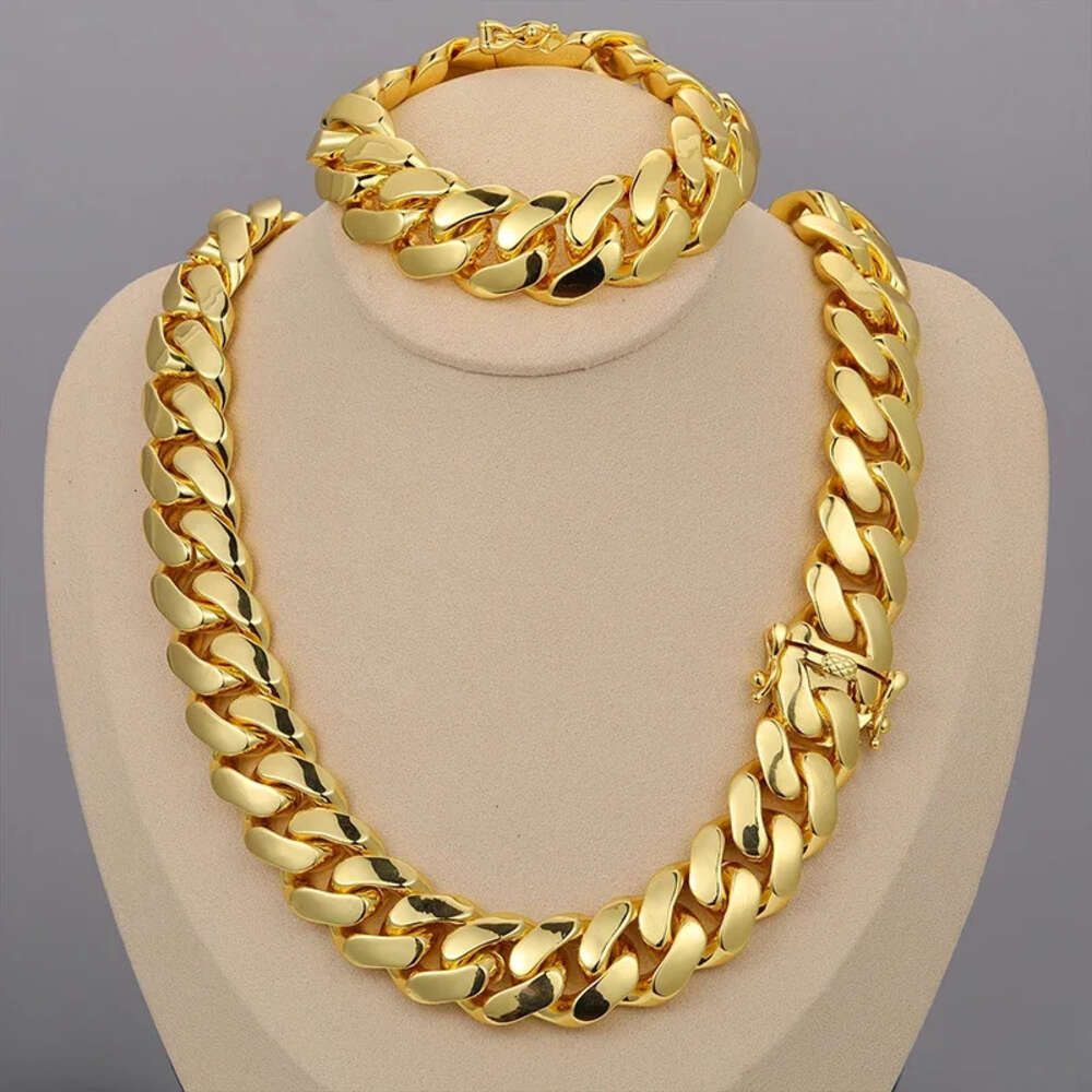 Miami Cuban Link Chain 20mm 10K Gold Plated Custom Solid Cuban Necklace for Men