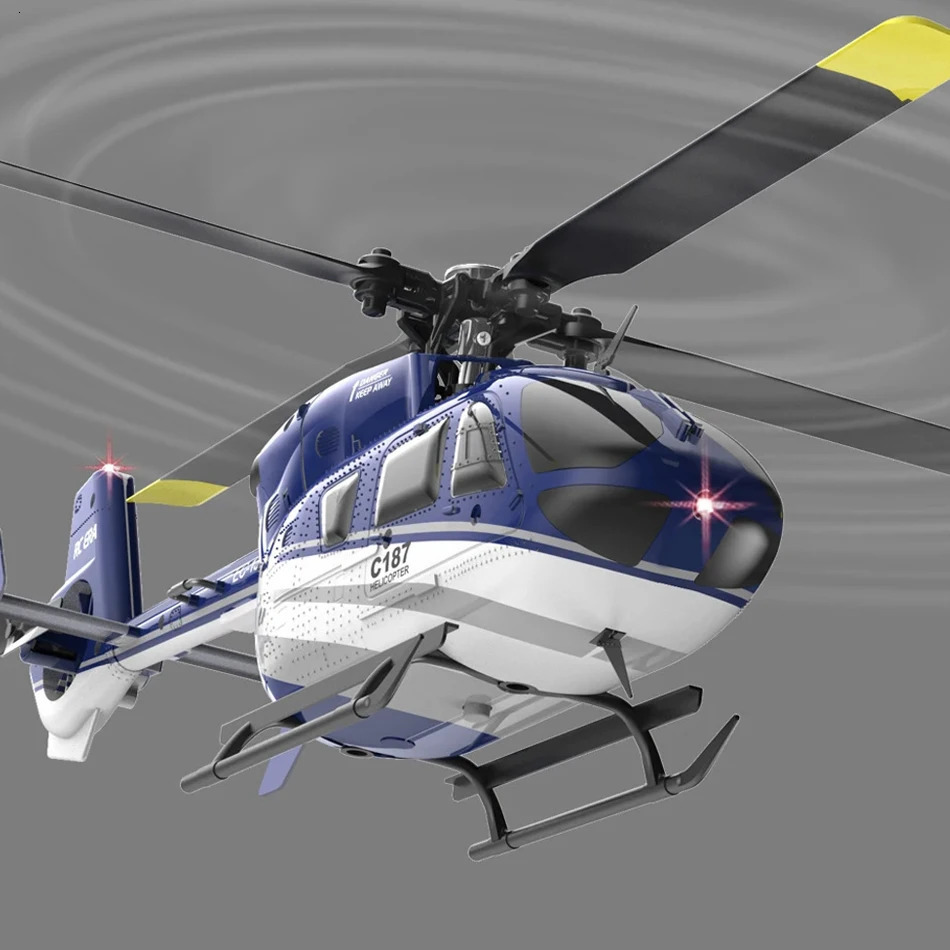C187 Pro EC135 Scaled 4CH RC Helicopter Gyroscope Stabilization Optical Flow Positioning 24G Remote Control Aircraft Model 240508