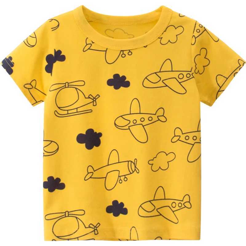 T-shirts 2-8T Boys T Shirt Summer Top Cotton Tee airplane Print Tshirt Toddler Kid Clothes Short Sleeve Cute Sweet Children OutfitL24729