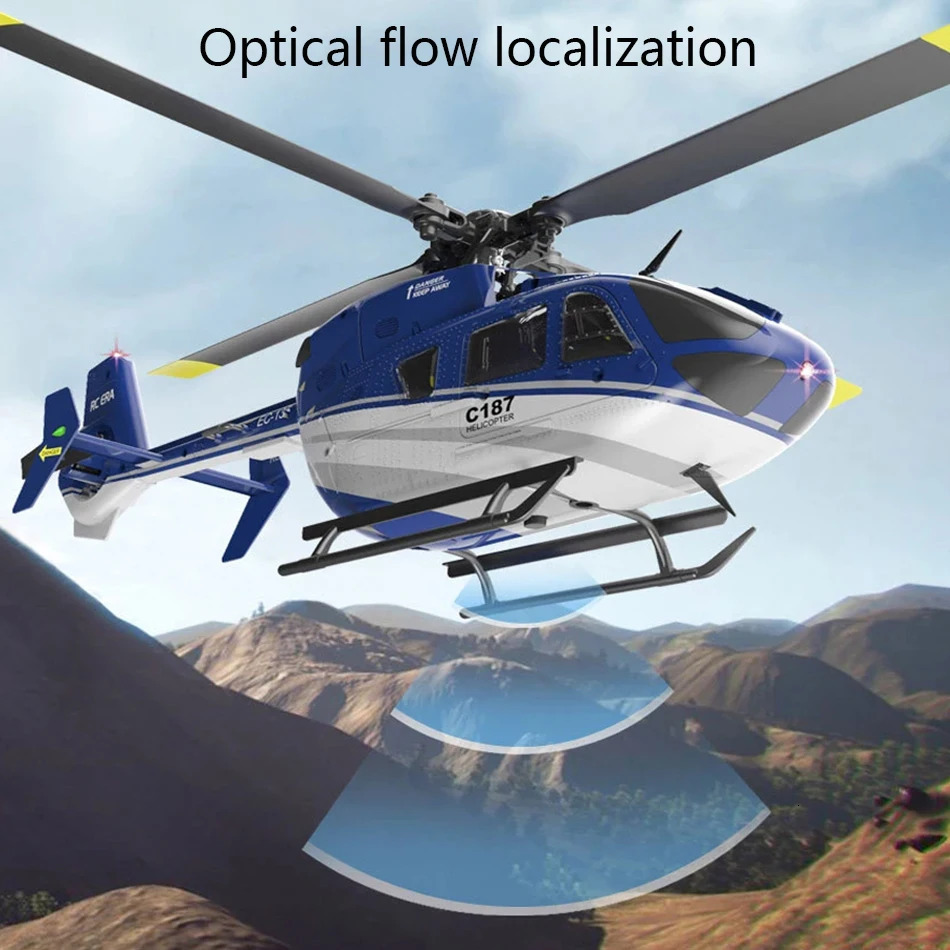 C187 Pro EC135 Scaled 4CH RC Helicopter Gyroscope Stabilization Optical Flow Positioning 24G Remote Control Aircraft Model 240508