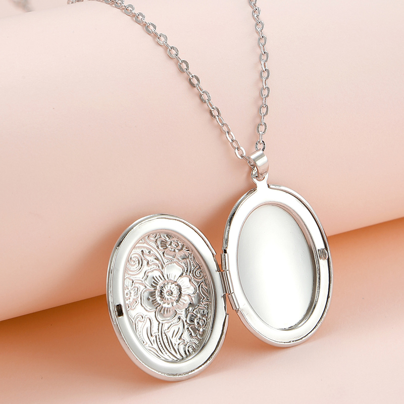 Hip Hop Round Vintage Openable Pendant Necklace Stainless Steel Jewelry Clavicle Choker Chain