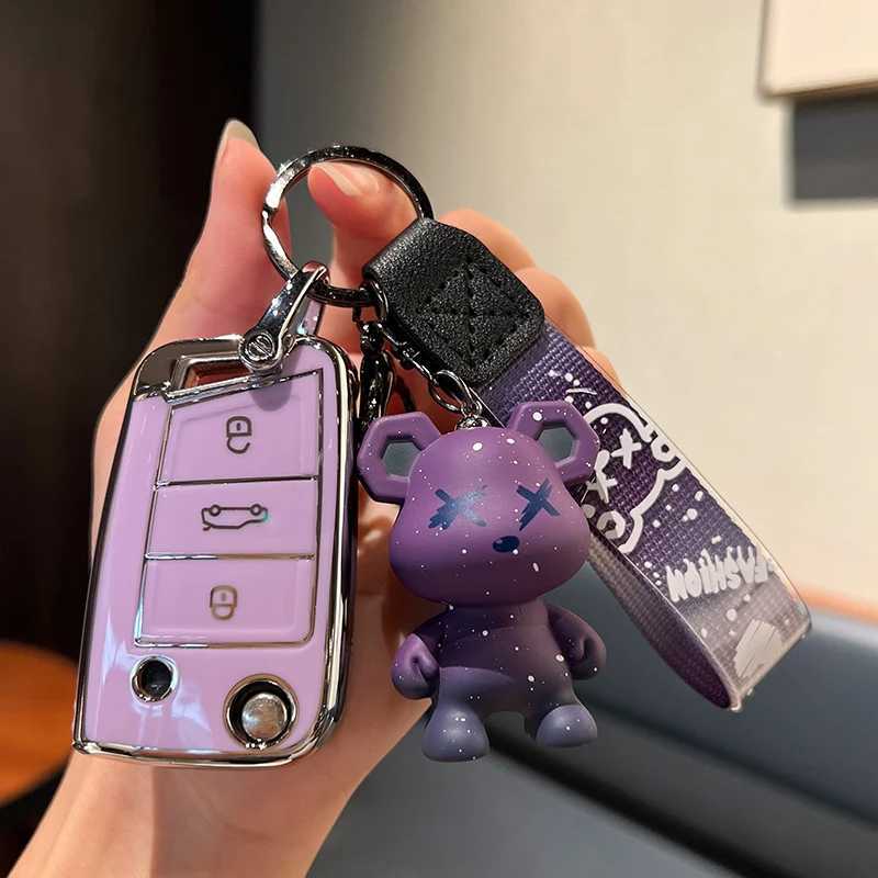 Car Key TPU Car Key Case Cover Holder Shell For VW Volkswagen Passat Polo Beetle Golf Caddy Tiguan Skoda Octavia Kodiaq Seat Leon Altea T240509