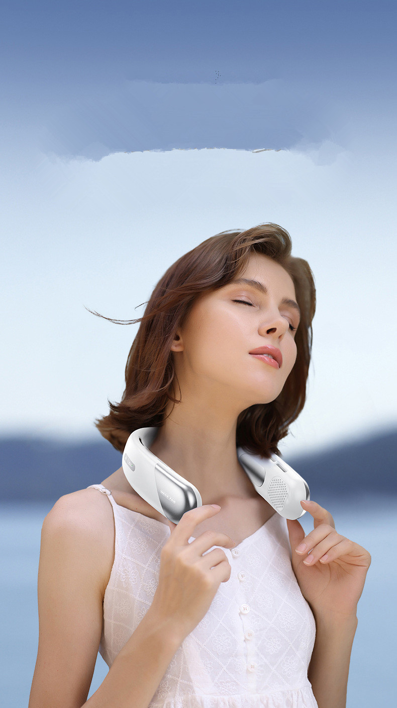 Home Camp Outdoors Sports Neck Fan Coolling Portable Air Conditioner Bladeless Mute Safety Fans Air Cooler Stong Winds Digital Display Ultra Long Endu