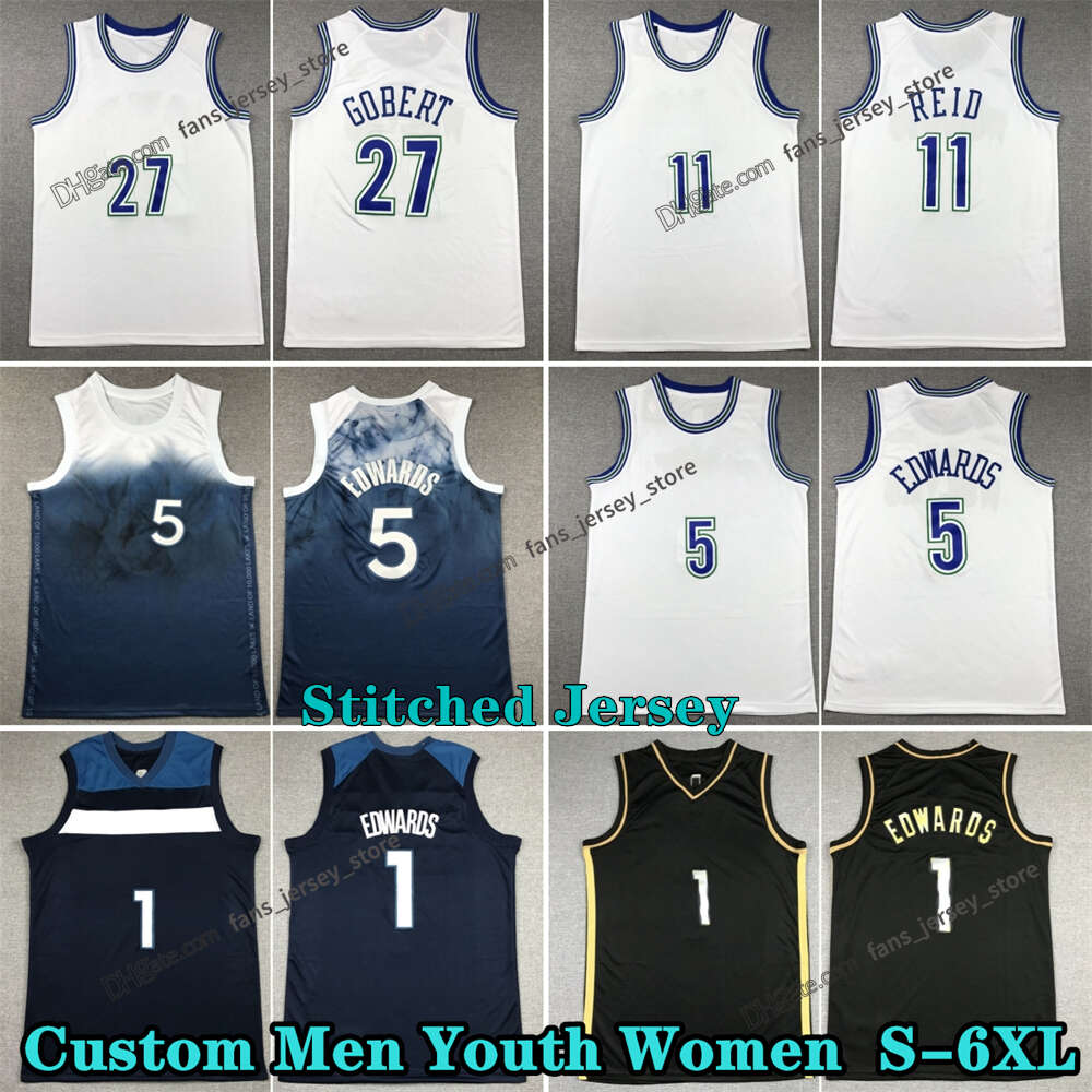Stitched 2024 Basketball Jerseys 11 Naz 27 Rudy Reid Gobert 3 Jaden 32 Karl-Anthony McDaniels Towns 5 Anthony Edwaros Edwards Garnett Custom Youth Women Jersey