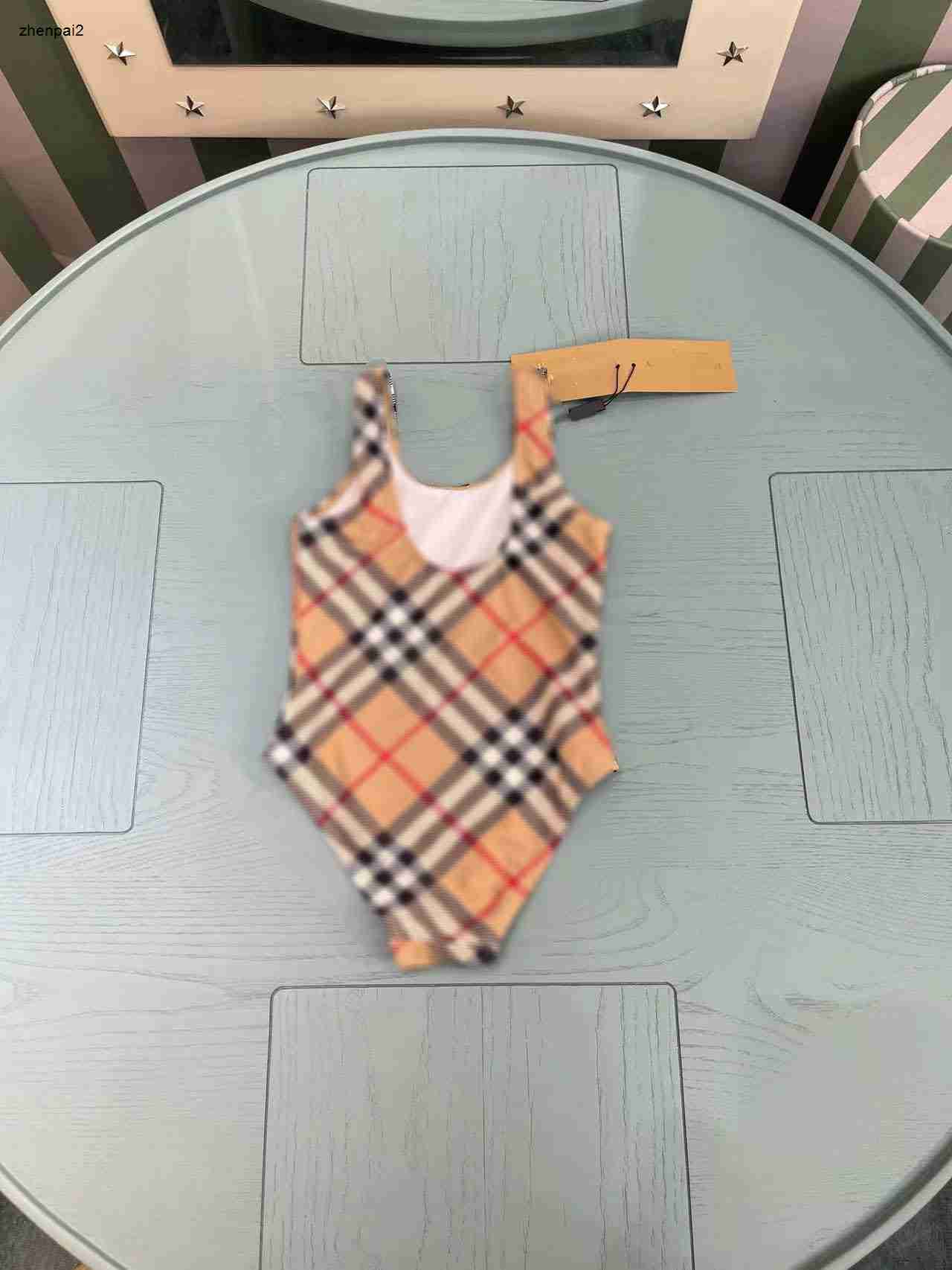 Printing Kids Swimsuit Plaid Luxury Girls Swimwear Size 80 150 CM Summer Child Beach Bikinis Designer Children Swimwears 24May