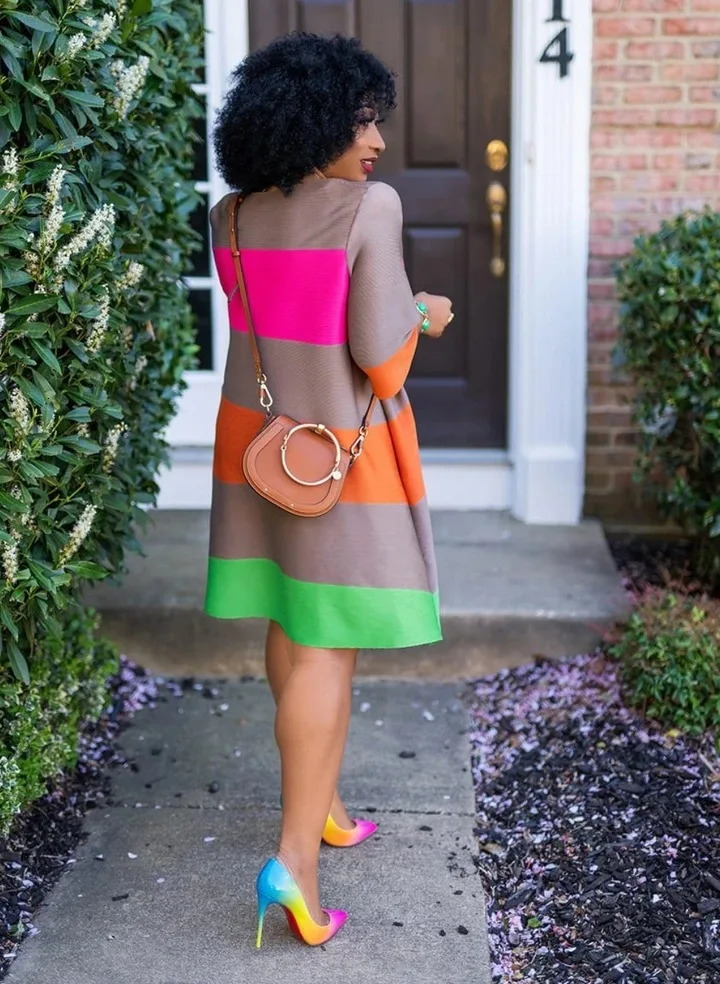 Dresses For Women African Clothes Africa Dress Rainbow Stripe Print Dashiki Clothing Ankara Plus Size Woman 240426