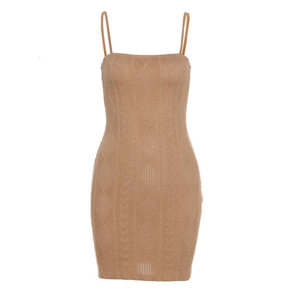 Fashion Trend 2024 Summer New Product Women's Solid Color Sexy Strap Short Skirt High Waist Dress F5919