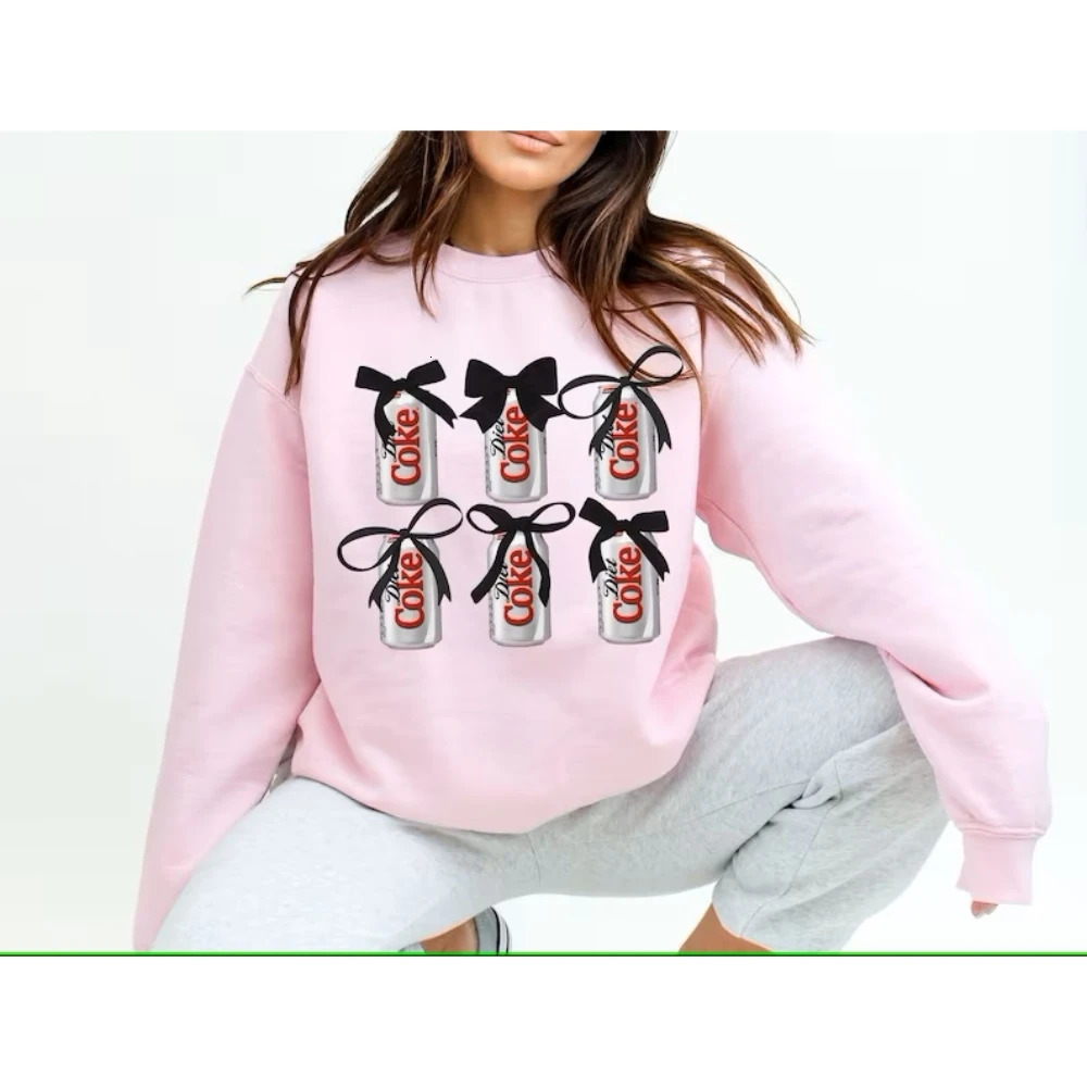 Kawaii Clothes Diet Coke Sweatshirt Coquette Ribbon Bow Shirt Dollette Trashy Y2K Cute Aesthetic Trendy Preppy Pullover Girls 240509