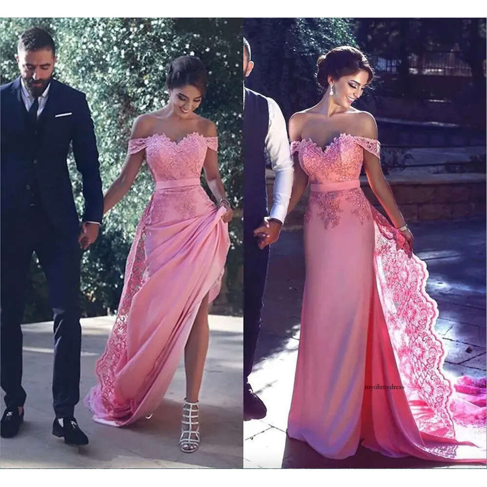 Elegant Fuchsia Off Shoulder Prom Evening Dresses 2023 Mermaid Appliqued Long Maid of Honor Gowns Custom Made 0509