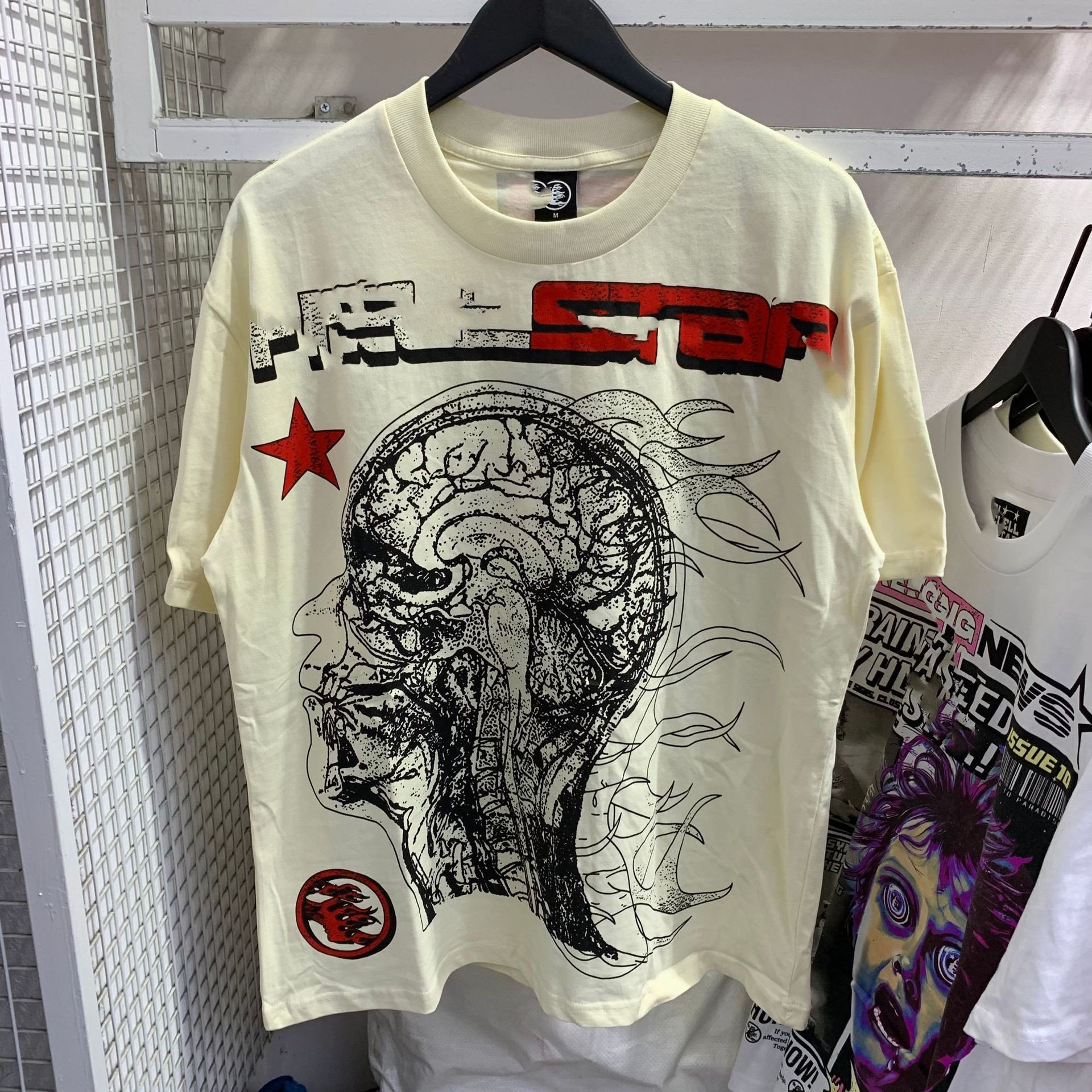clothes star tops graphic Tshirt mens t shirt summer mens designer casual monogrammed hip hop clothing washed fabric street graffiti lettering foil print vintage
