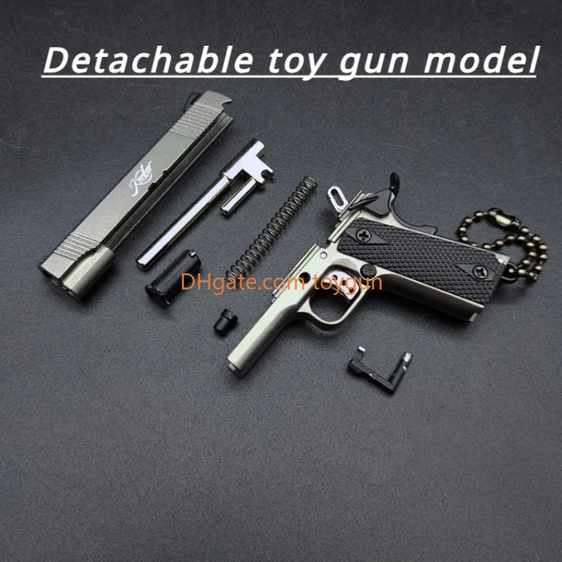 1:3 Scale Alloy M1911 Mini Toy Gun Model Metal Keychain Model Look Real Exquisite Can Not Fire Collection Detachable Fidget Toys Gifts for Adult Boys 