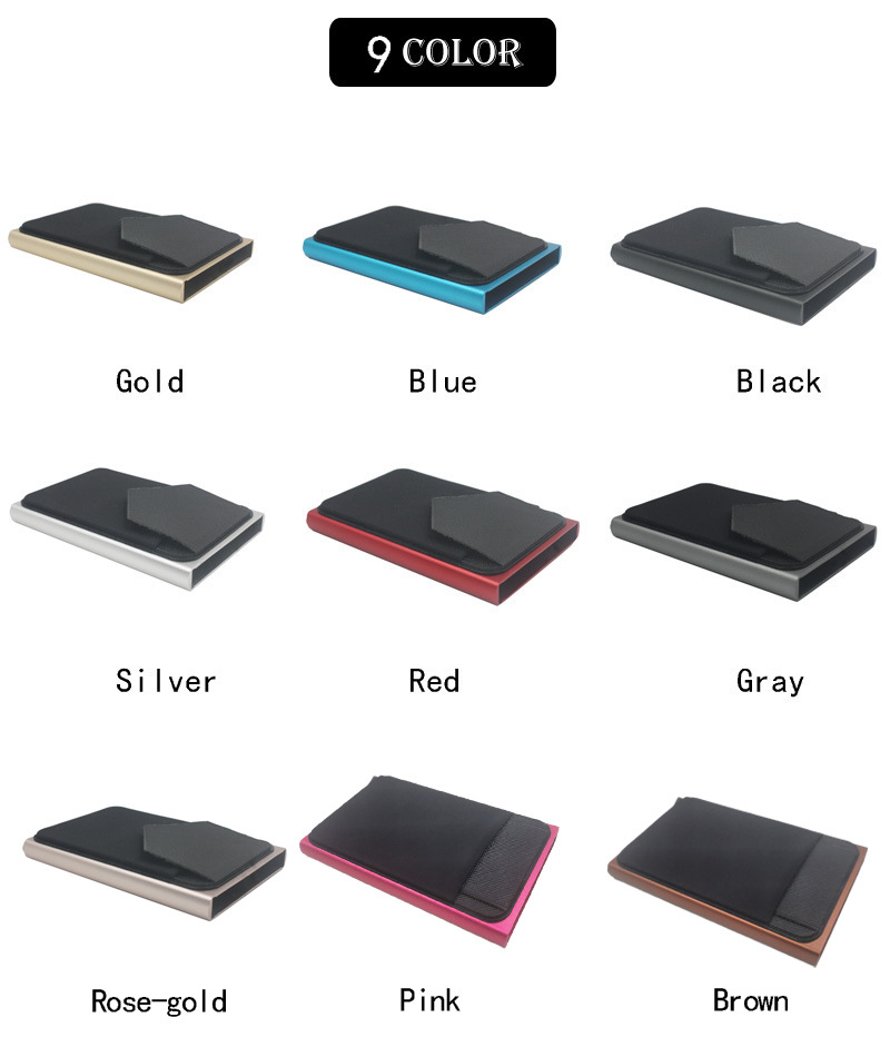 Aluminum automatic pop-up card push box with triangular cover for anti-theft swiping, bank card credit card package, RFID card box