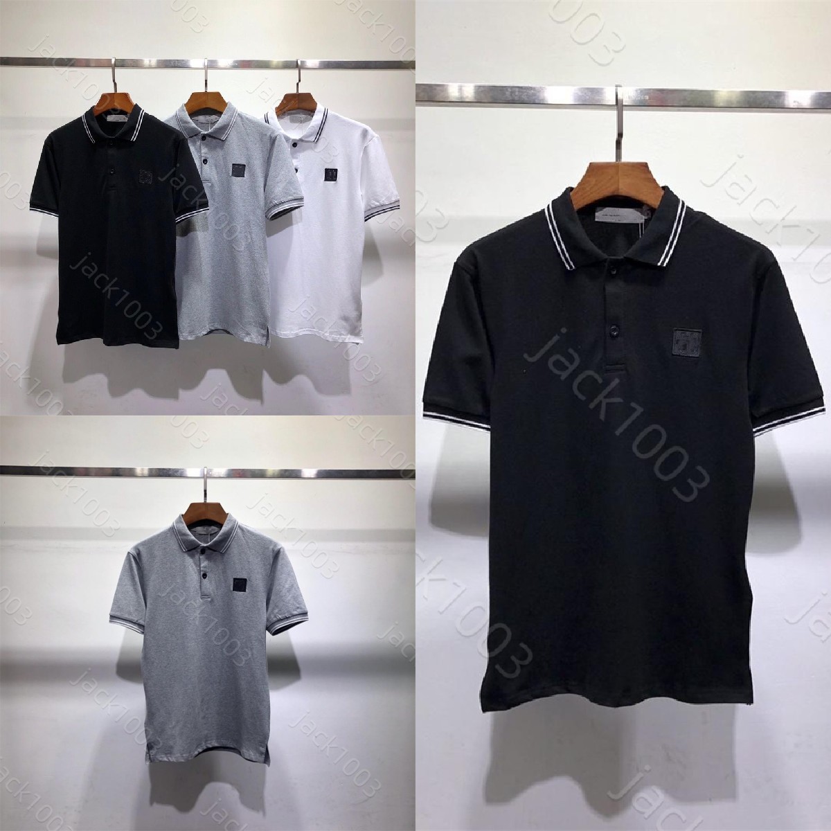 ISLAND Classic style Men polo T-shirts STONE Men Embroidered Round Logo Cotton Casual Couple style T Shirt fashion loose polo shirt 04